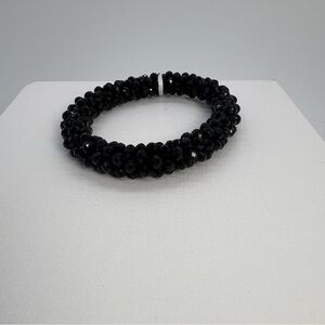 Black Crystal Disco Ball Cluster Stretch Bracelet, Brand New